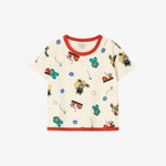 Cotton Modal All-Over Short Sleeve Loose Loungewear Ivory