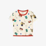 Cotton Modal All-Over Short Sleeve Loose Loungewear Ivory
