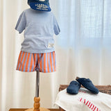 Apple Smile Border Stripe Shorts Orange