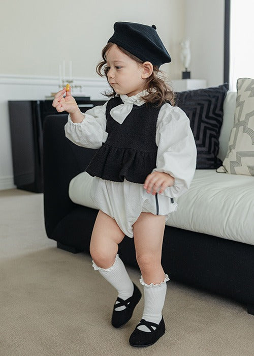 Tweed Frill Vest_Black