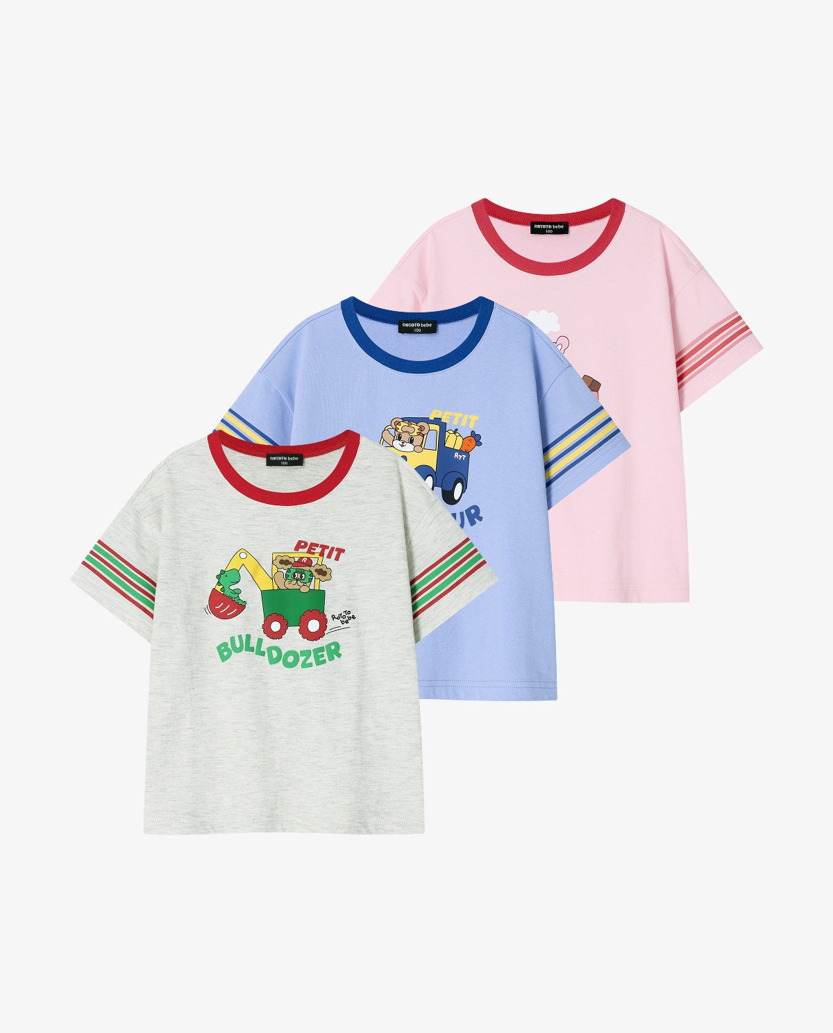 Single-sleeve striped T-shirt in blue