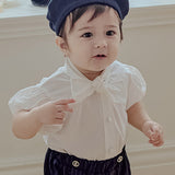 Tie short-sleeve blouse