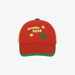 Red Mesh Color Block Cap
