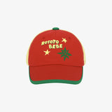 Red Mesh Color Block Cap