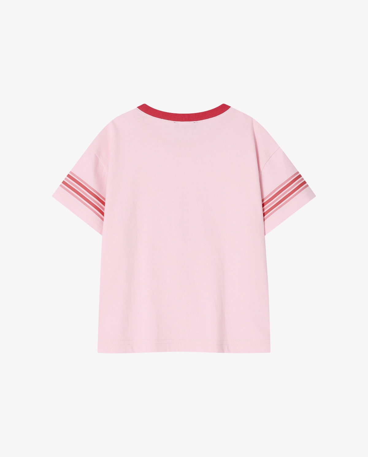 Single-sleeve striped T-shirt light pink