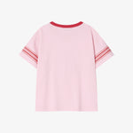 Single-sleeve striped T-shirt light pink