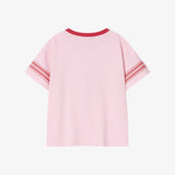 Single-sleeve striped T-shirt light pink
