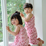[June 26 ~ Sequential Shipping][Pre-order] Cherry Sleeveless Long Pants Pleated Top & Bottom Set