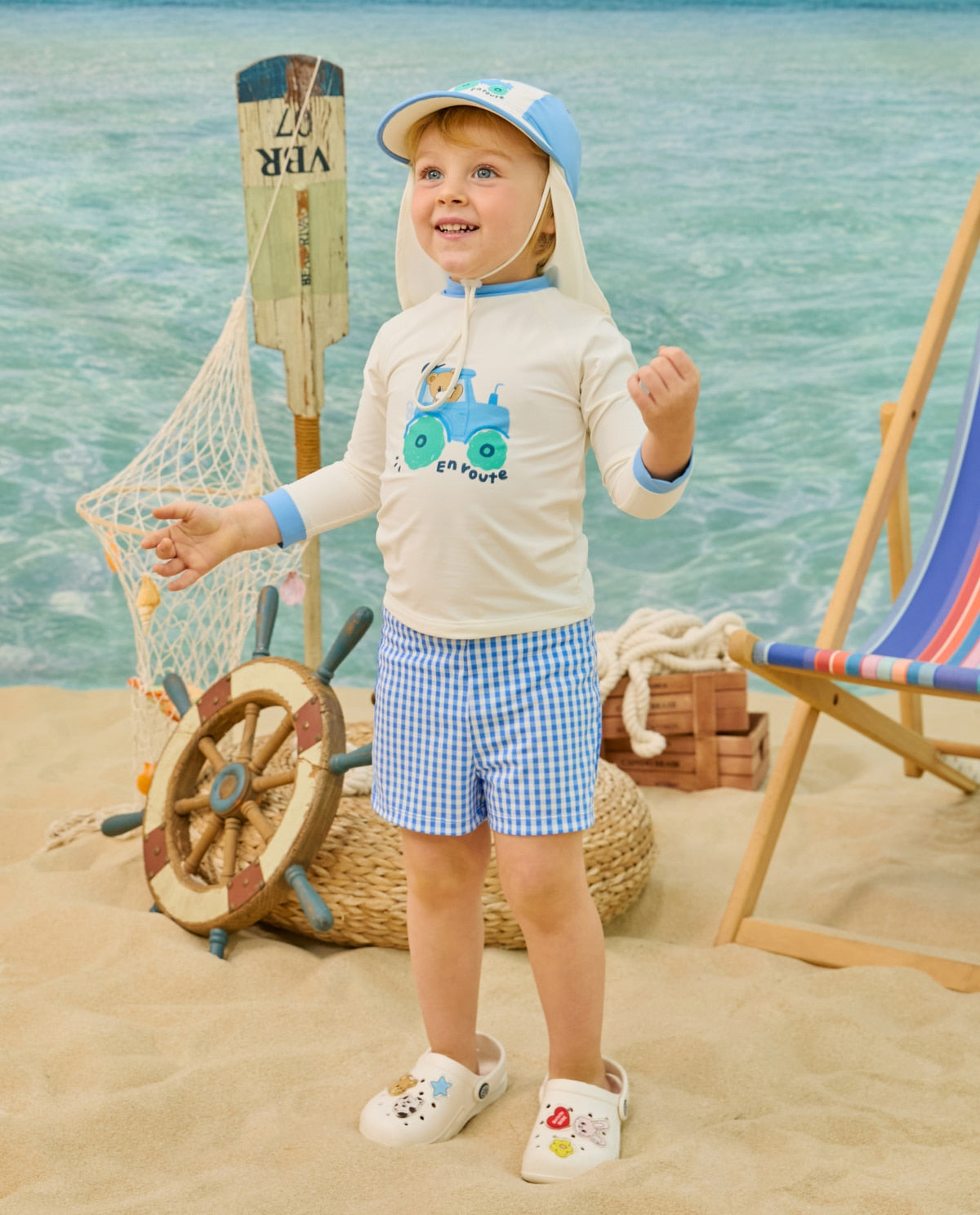 Check Point Rash Guard Hat Set Blue