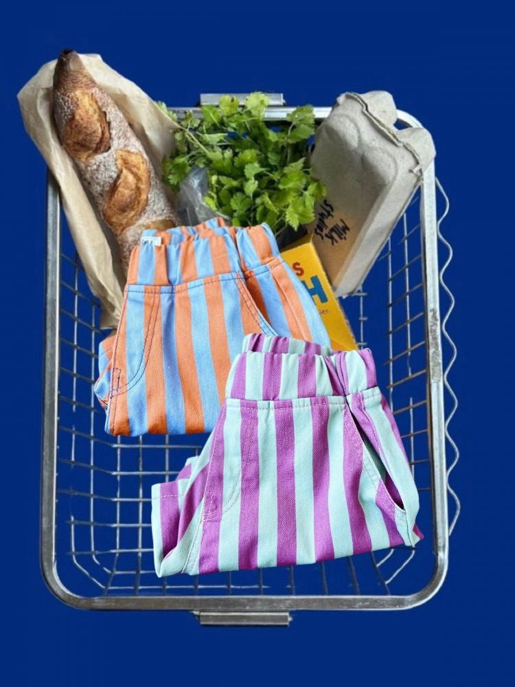 Apple Smile Border Stripe Shorts Orange
