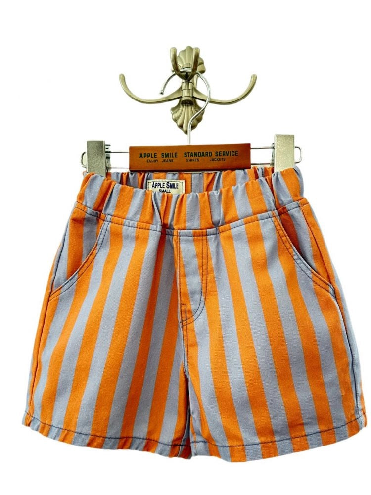 Apple Smile Border Stripe Shorts Orange