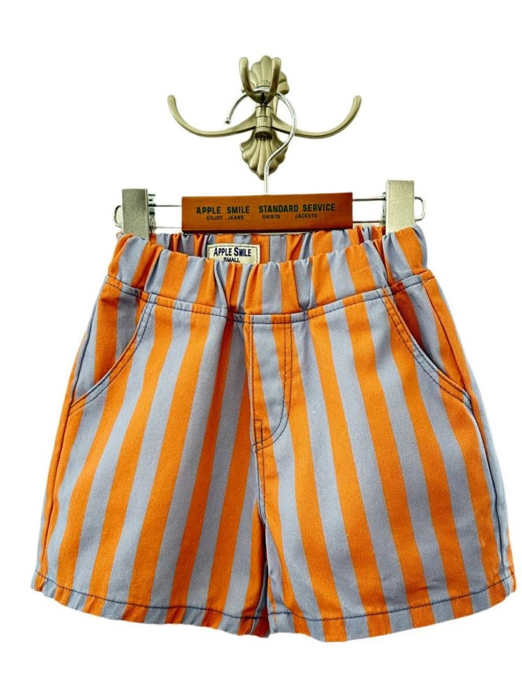 Apple Smile Border Stripe Shorts Orange