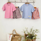 Apple Smile Border Stripe Shorts Orange