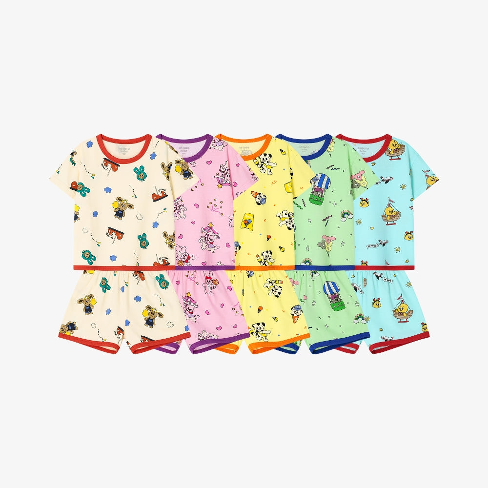 Rototobebe Cotton Modal All-Over Short Sleeve Loose Loungewear Sky Blue