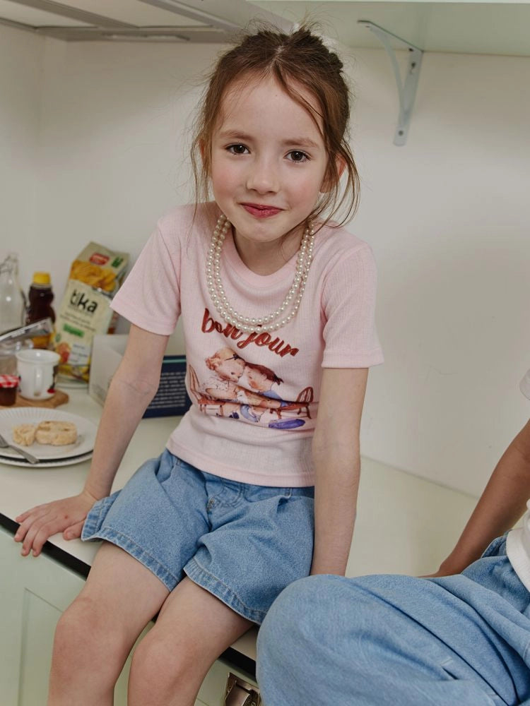 Apple Smile Bonjour T-shirt Pink