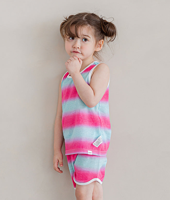 Summer gradient mesh vest set