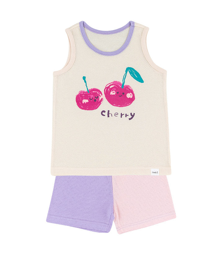 Half half cherry vest set