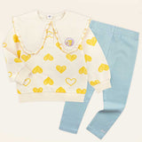 Heart Big Collar Leggings Top and Bottom