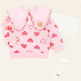 Heart Big Collar Leggings Top and Bottom