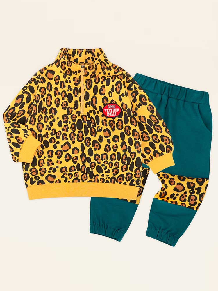 Bonnie Leopard Half Zip Up Tops & Bottoms