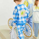 MOLLIMELLI Blue Check Fruit Tops & Bottoms