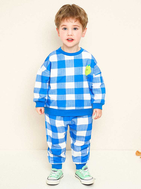 MOLLIMELLI Blue Check Fruit Tops & Bottoms