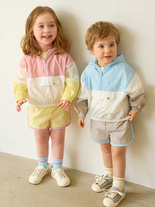 MOLLIMELLI colorful block anorak jumper top and bottom Set