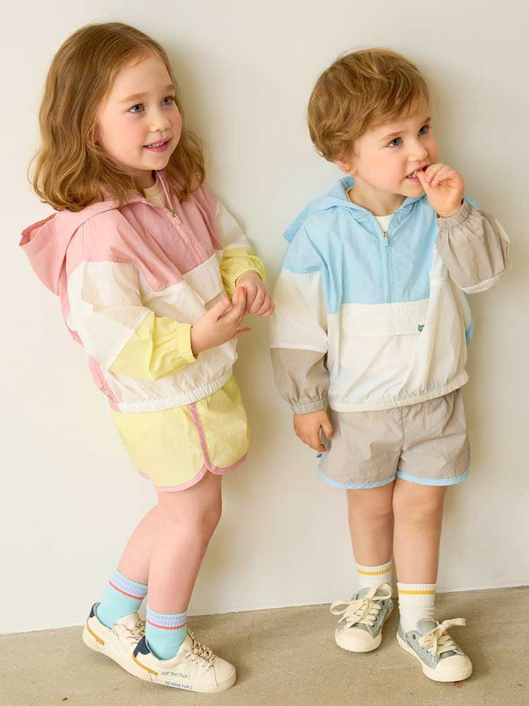 MOLLIMELLI colorful block anorak jumper top and bottom Set