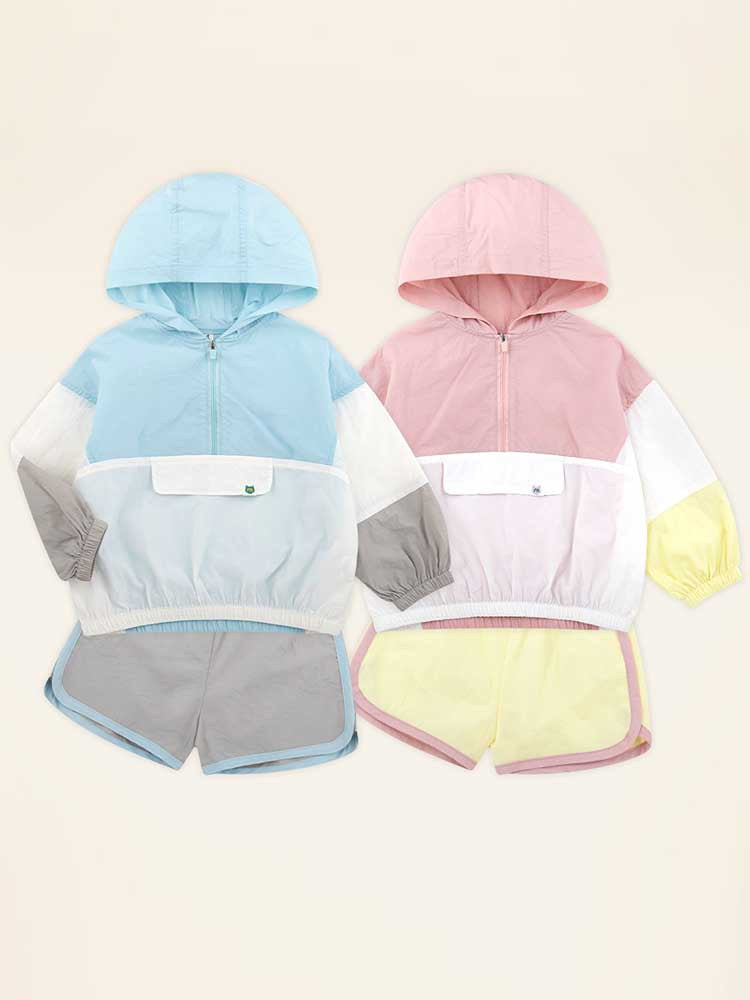 MOLLIMELLI colorful block anorak jumper top and bottom Set