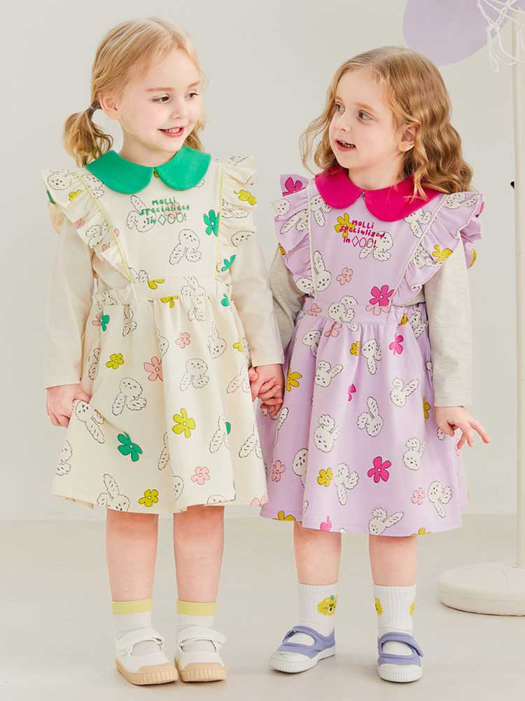 MOLLIMELLI Floral apron collar dress