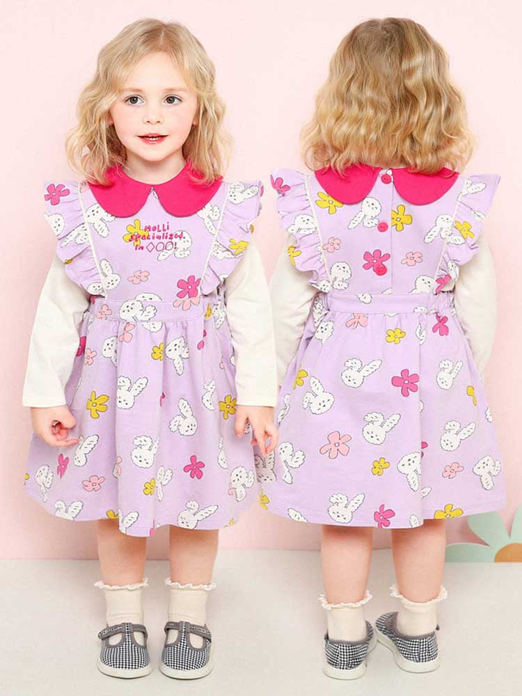 MOLLIMELLI Floral apron collar dress