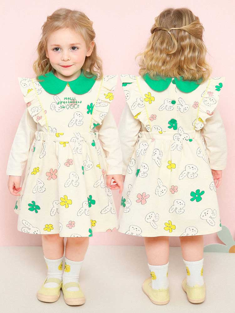 MOLLIMELLI Floral apron collar dress