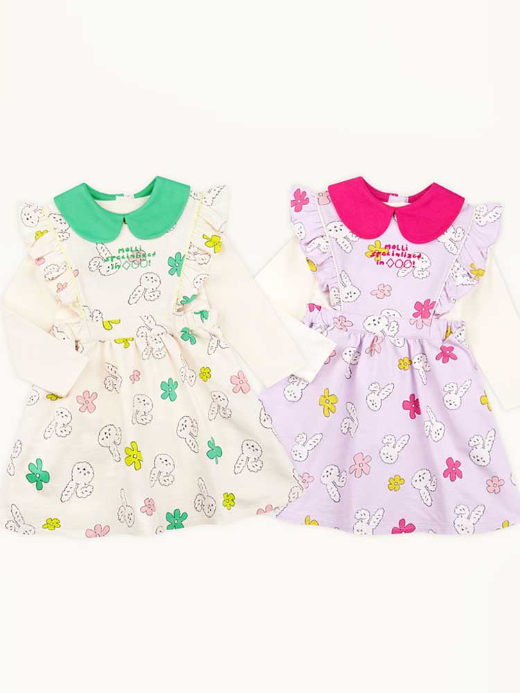 MOLLIMELLI Floral apron collar dress